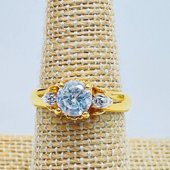 14KGE Crystal Band Ring Bridal Wedding Promise Commitment  Love Classic - Picture 6 of 9